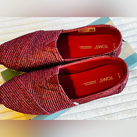 TOMS Womens Alpargata Dark Rose Glimmer Cord 7.5 EUC - Picture 9 of 9